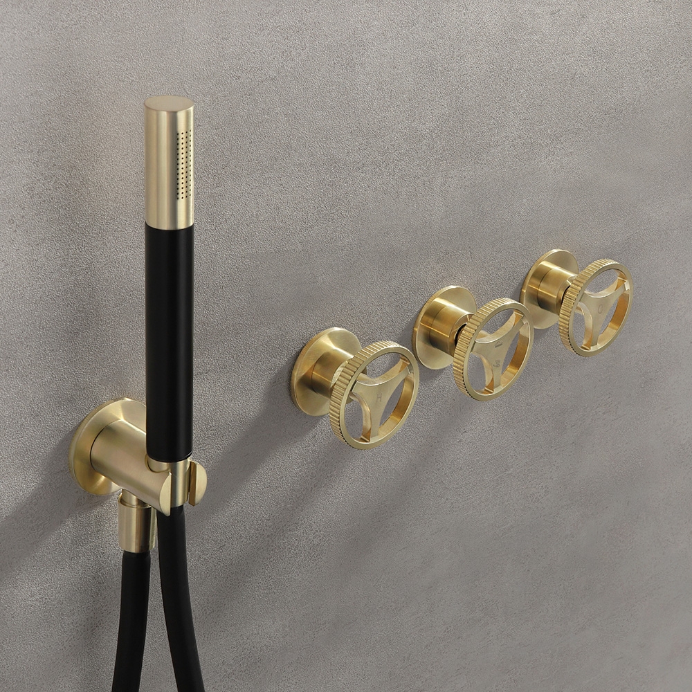 Ave Rain Shower Mixer with 200mm Shower Head and Hand Shower in Brushed Gold