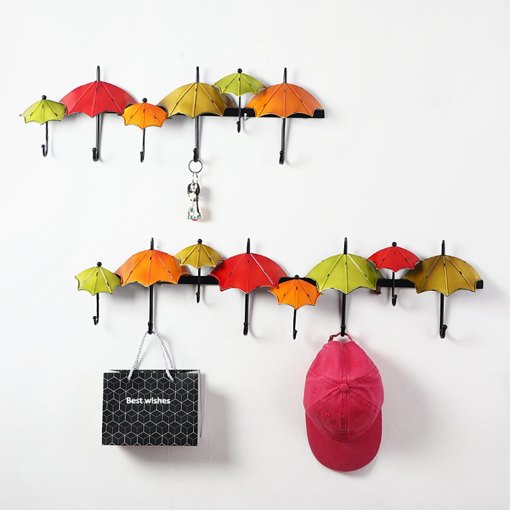 Umbrella Wall Mounted Coat Rack In Metal 6 & 8 Set Of 2