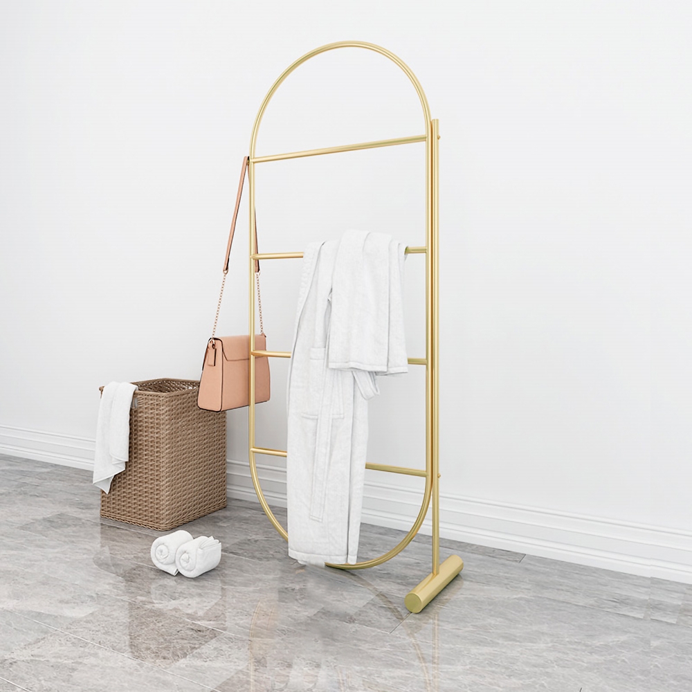 61" Simple Gold Clothing Rack With Hanging Oval Shape