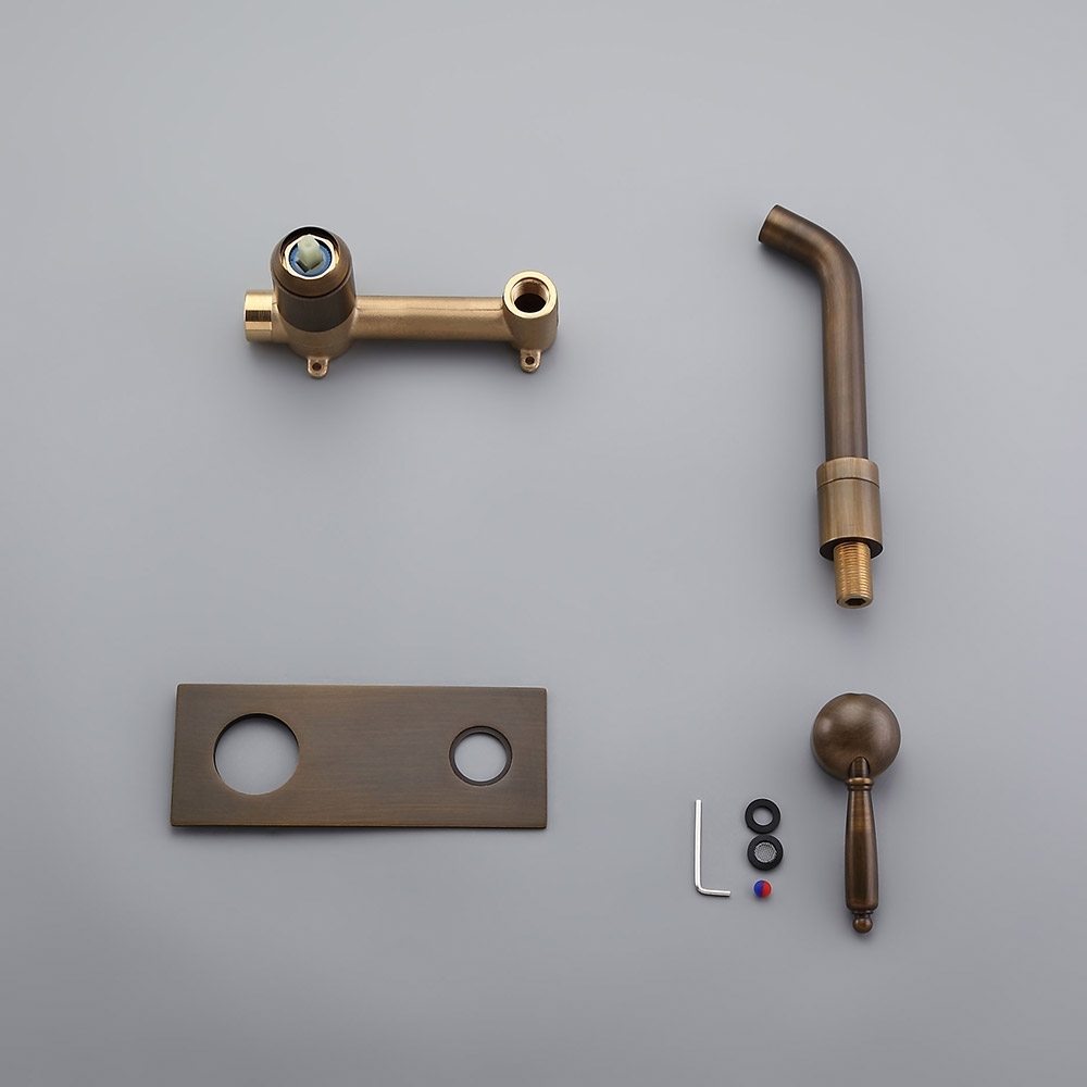 Classic Single Lever Handle Solid Brass Wall-Mount Bathroom Basin Tap