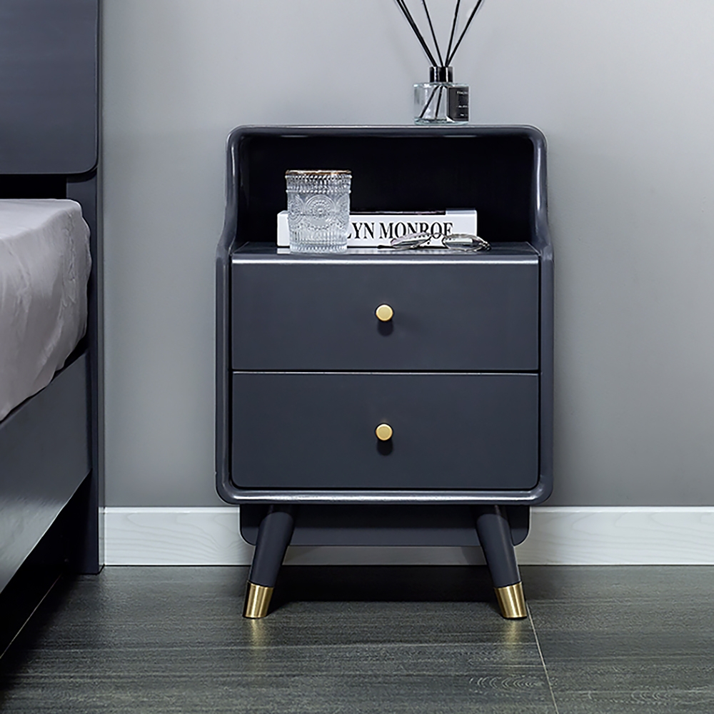 

Blue Nightstand Modern Nightstand Stylish Bedside Table with 2 Drawers with Shelf