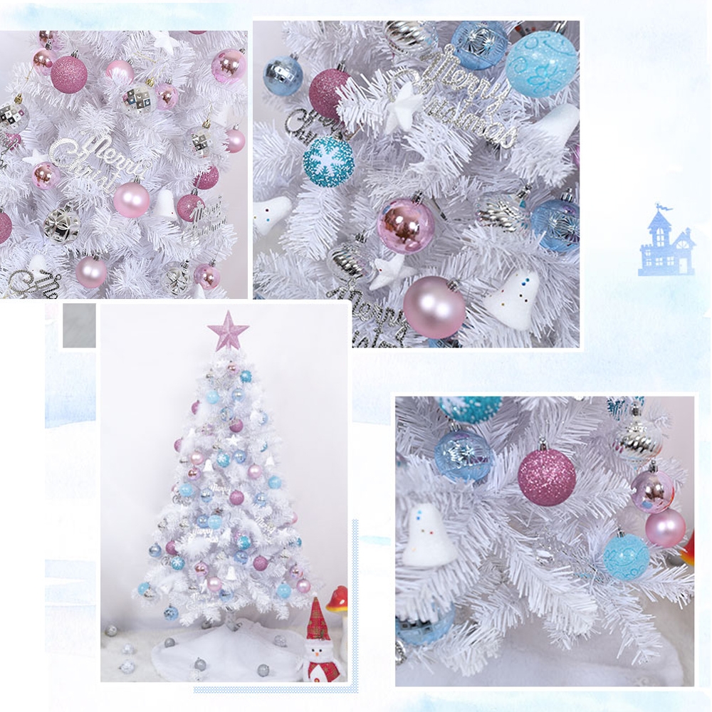 Christmas Decoration White 59" Artificial Christmas Tree Decorated Berry Ornaments