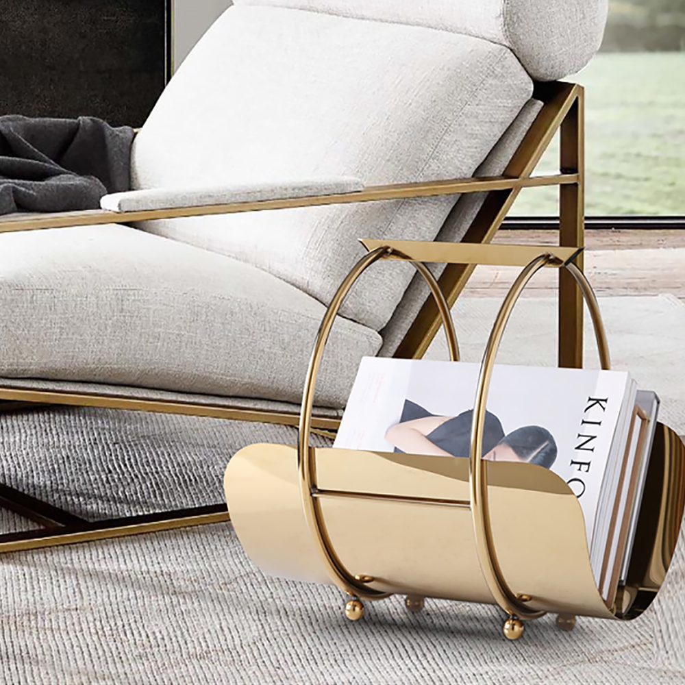 Chic Decorative Magazine Rack in Gold
