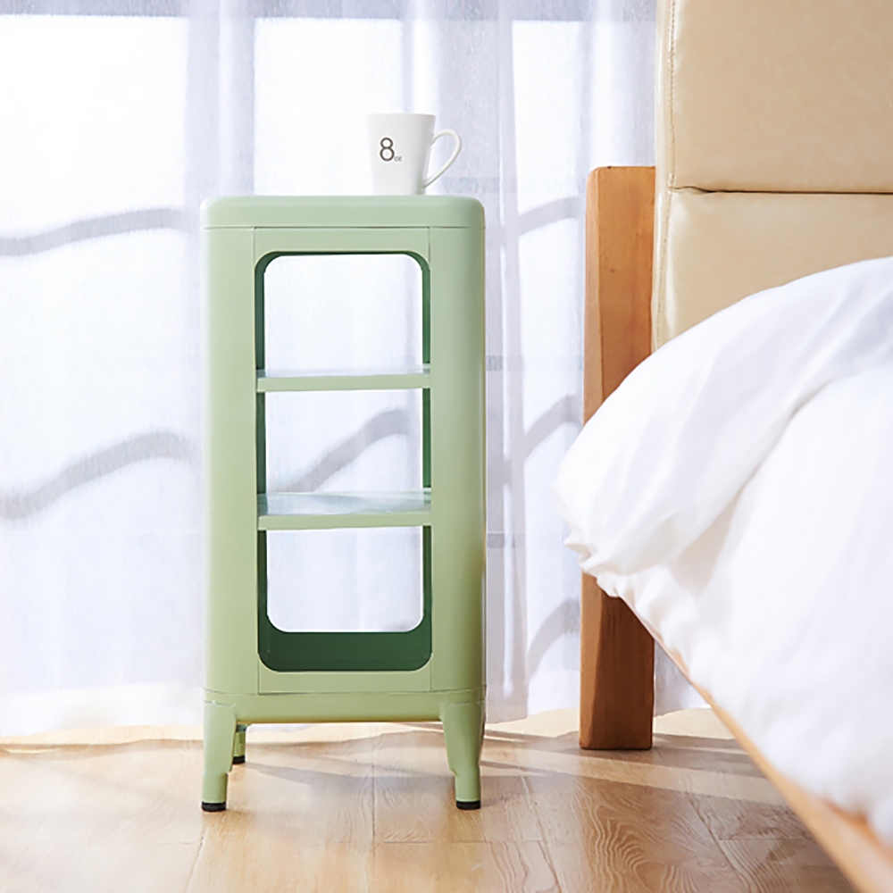 

Green Nightstand 3-Tier Metal Bedside Table