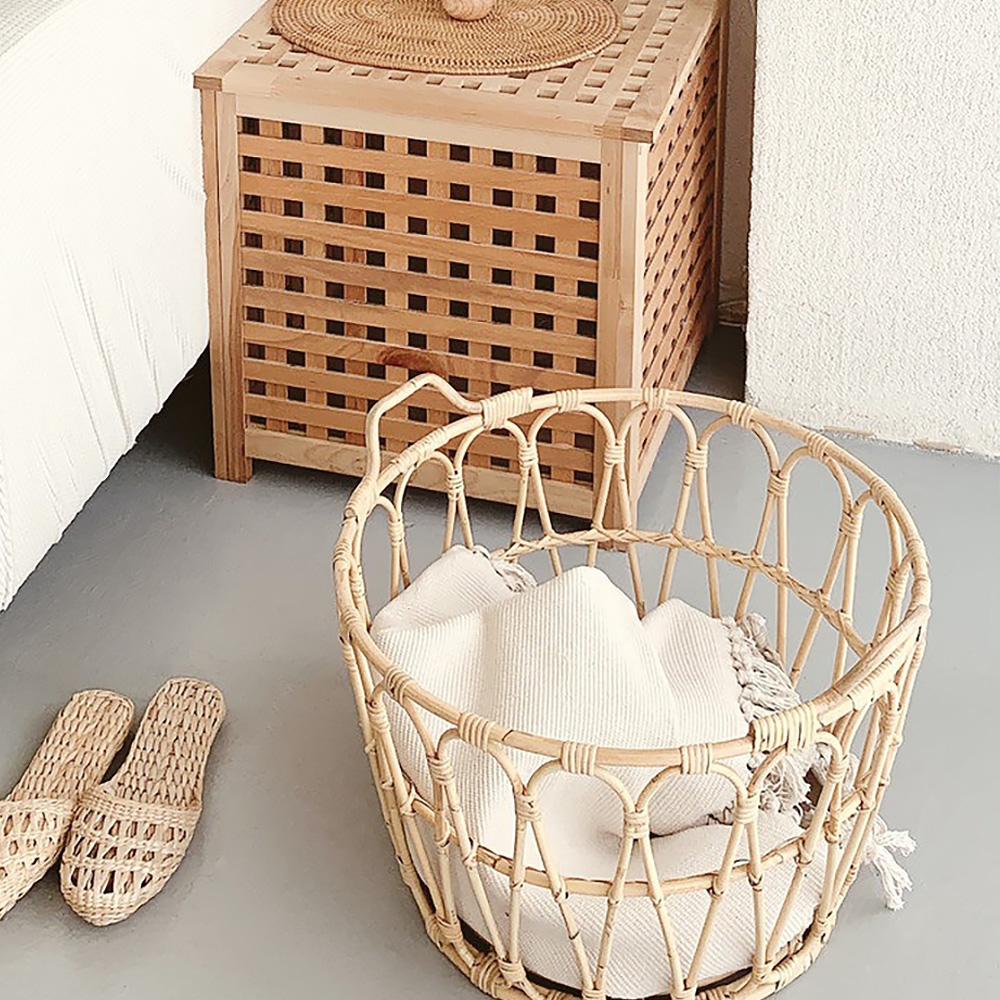 Boho-chic Charm Woven Laundry Hamper Basket In Natural