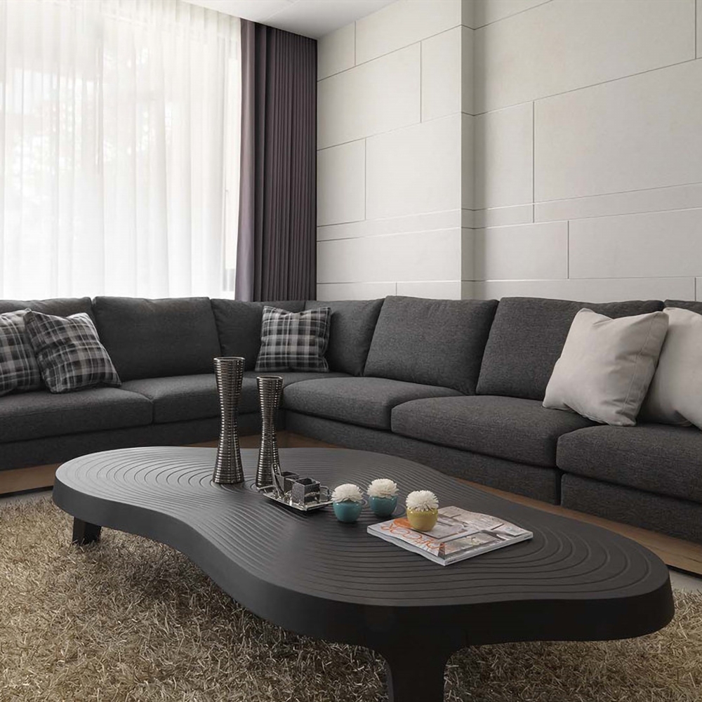 

47.2" Black Coffee Table Modern Irregular Accent Table