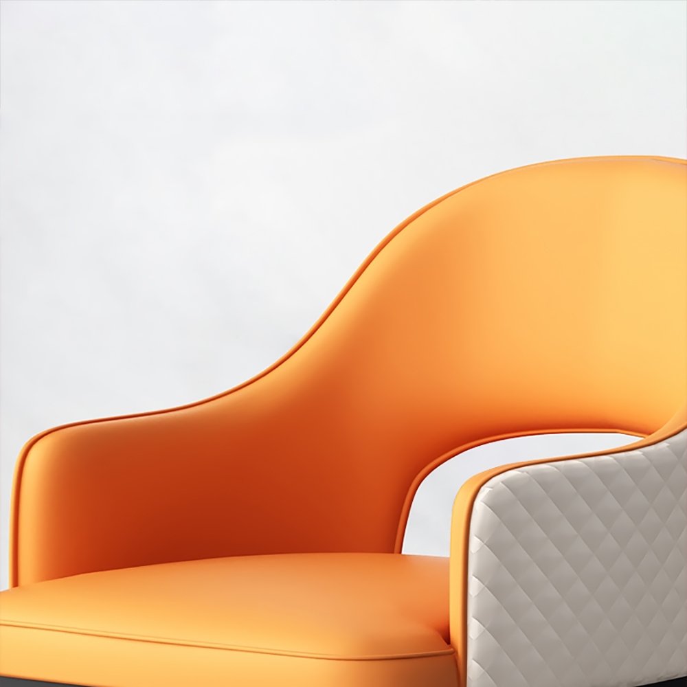 Moderner orangefarbener Esszimmerstuhl aus PU-Leder, getuftet, 2 Stück mit hohler Rückenlehne