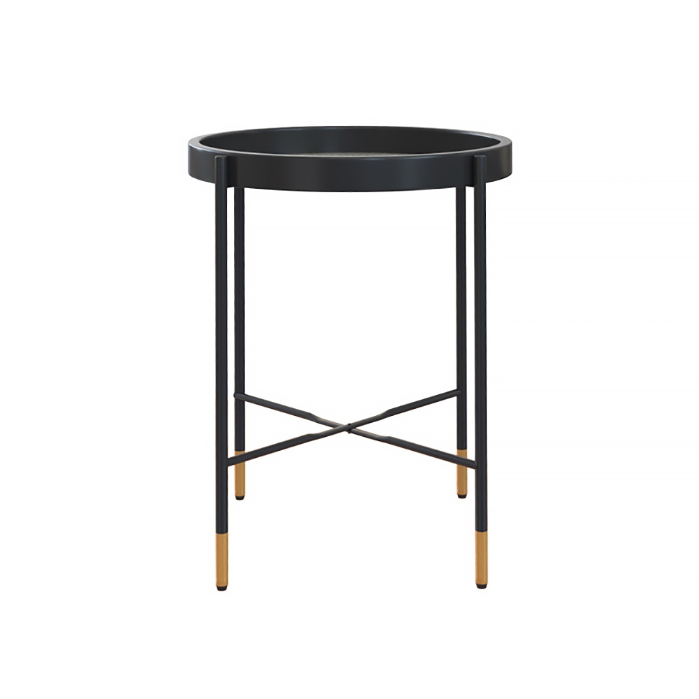 

23.6" Glass Round End Table Side Table with Firm Metal Frame and Removable Tray Top