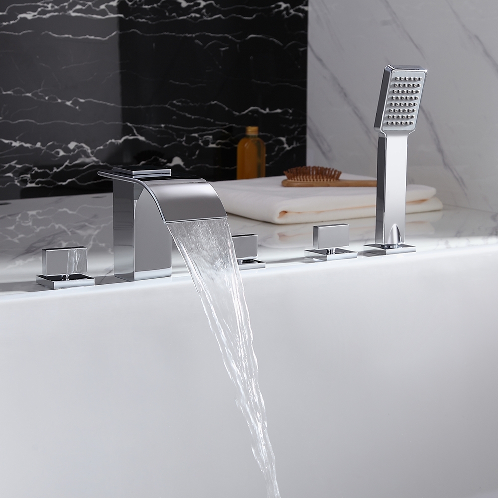 Milly Cascade Waterfall Widespread DeckMount Roman Tub Filler Faucet