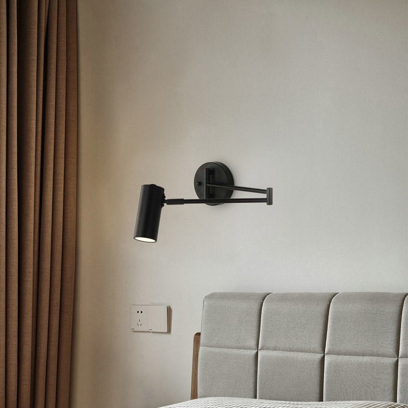 Black Modern Swing Arm Indoor Wall Sconce 1 Light