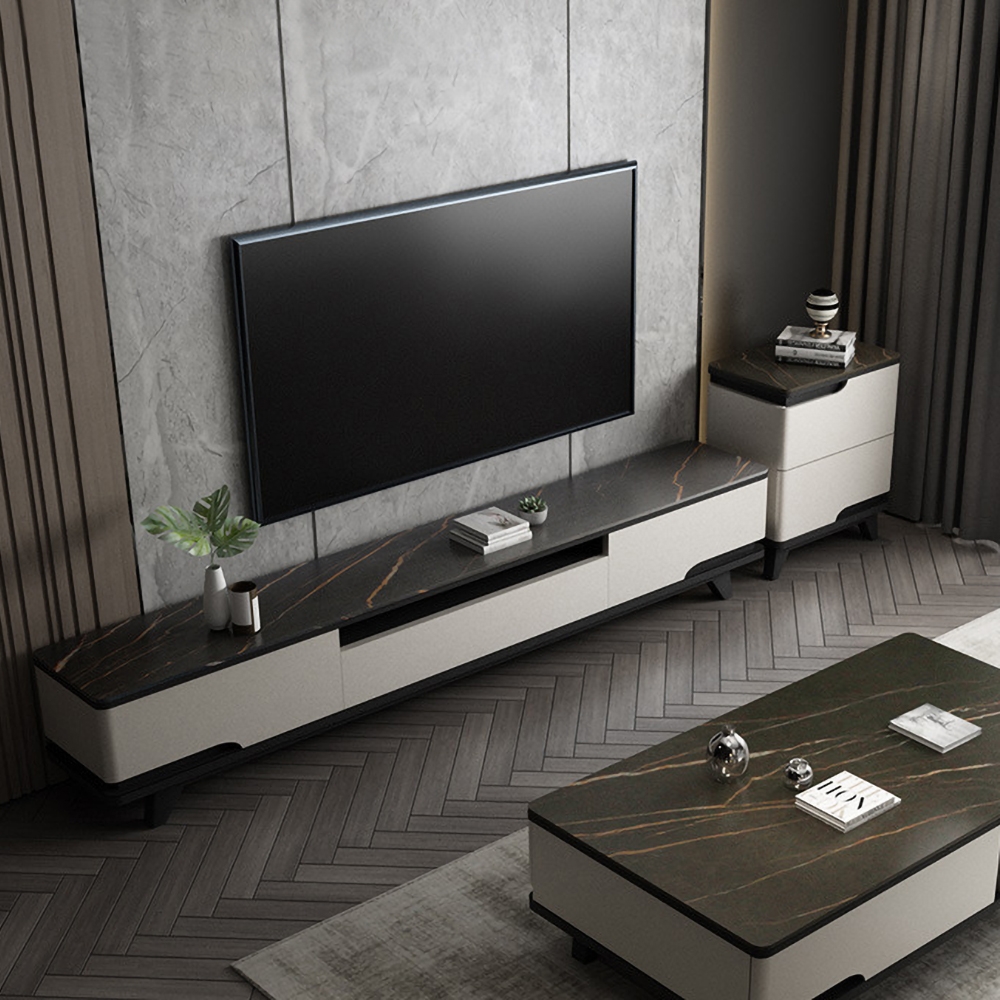 

Modern Black TV Stand with Drawers for TVs up to 75" Media Console