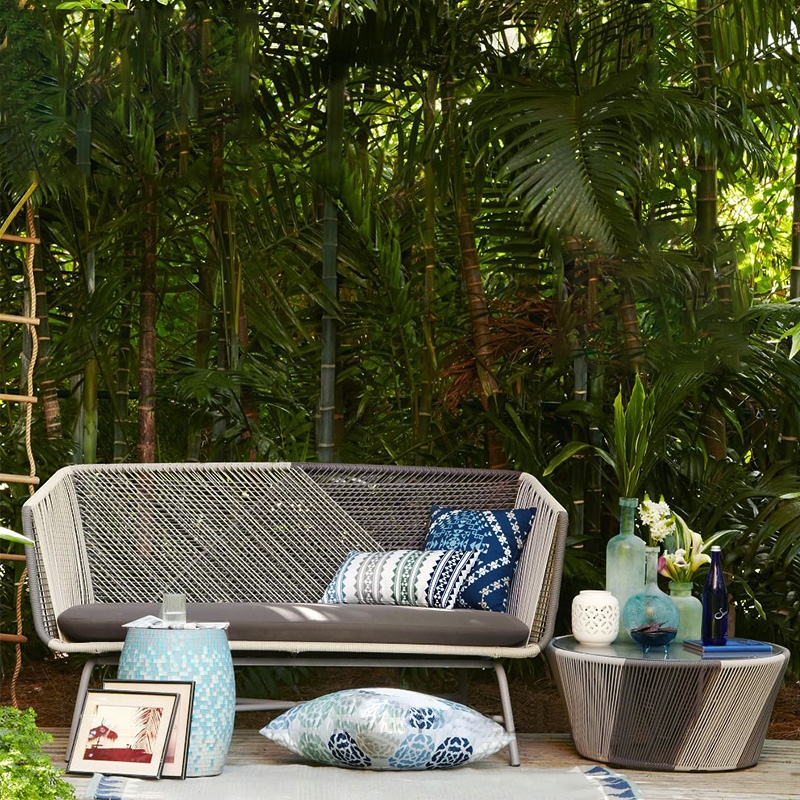 

Outdoor PE Rattan Loveseat with Cushion Pillows Included Patio Sofa Metal Legs