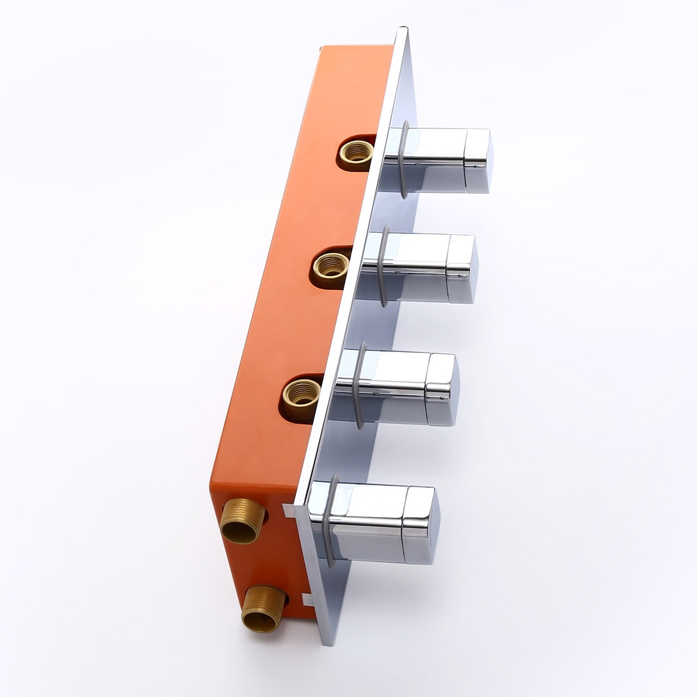 Modern Concealed Brass Square Knobs 4Function 4Outlet Shower Valve