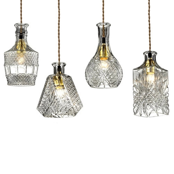 

Gloria Vintage 1-Light Clear Decanter Bottle Pendant Light with Adjustable Cable Style B