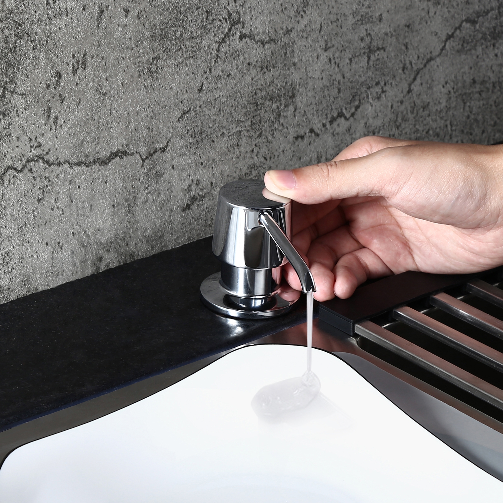 Modern Polished Chrome Deck Mount Sink Soap Dispenser with Solid Brass Self-Priming Pump 12 OZ Bottle