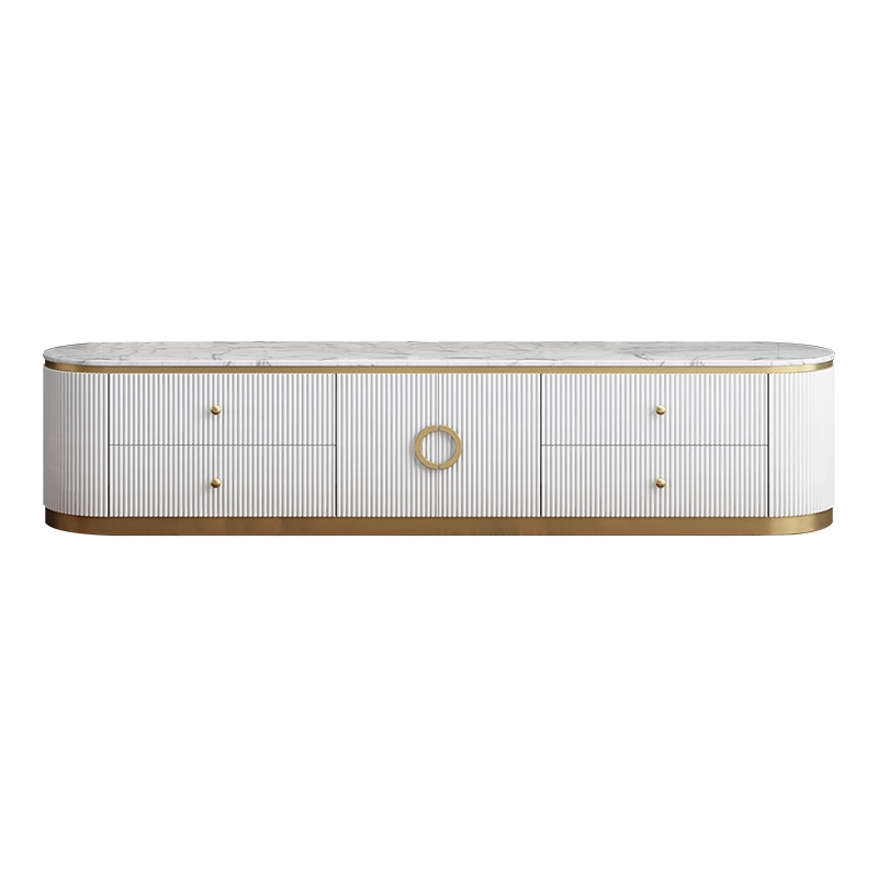 Modern White Long 86 Inch TV Stand with 4 Drawers