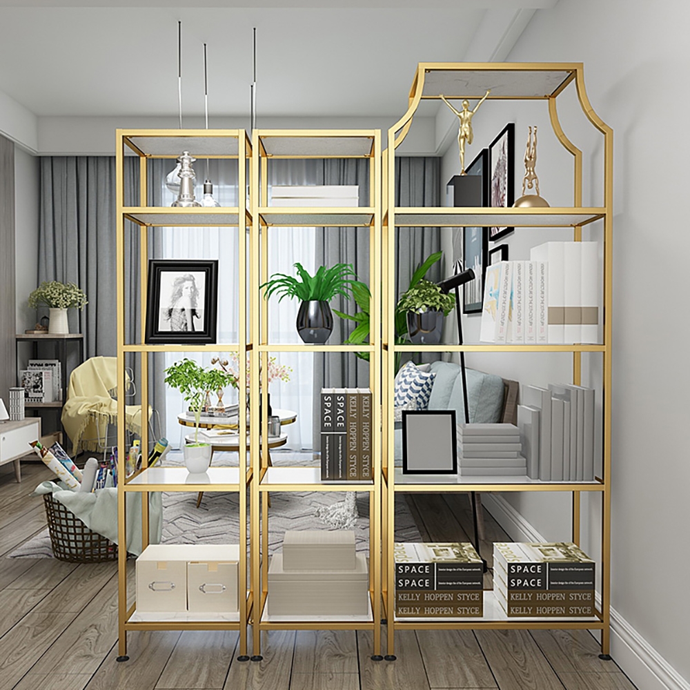 

51.2'' Modern Etagere Bookshelf Set in Stainless Steel