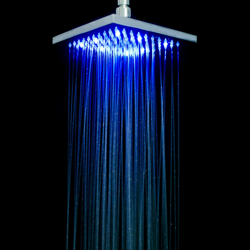 Image of 8 Inch Square Solid Brass Rain Shower Head in Brushed Nickel Finish