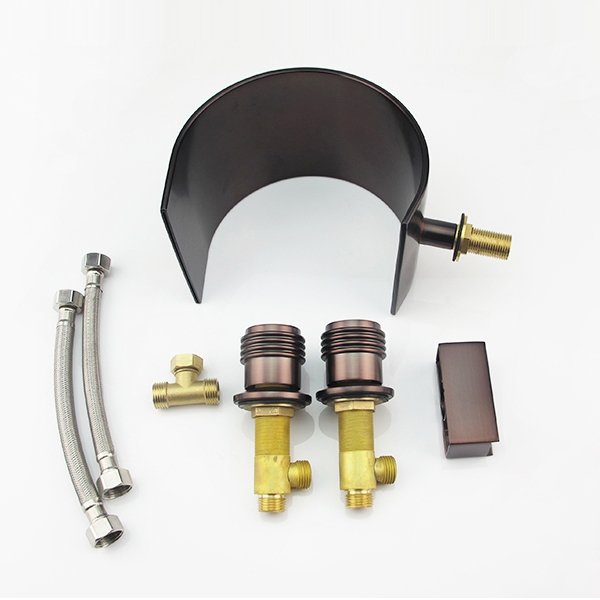 Modern Waterfall 2Handle Roman Tub Faucet Oil Rubbed Bronze Solid Brass