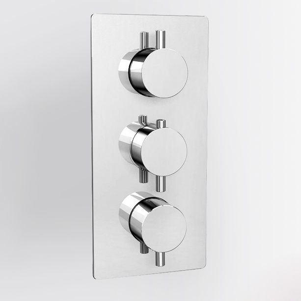 

Thermostatic Shower Valve 3 Outlets with Round Knobs Solid Brass