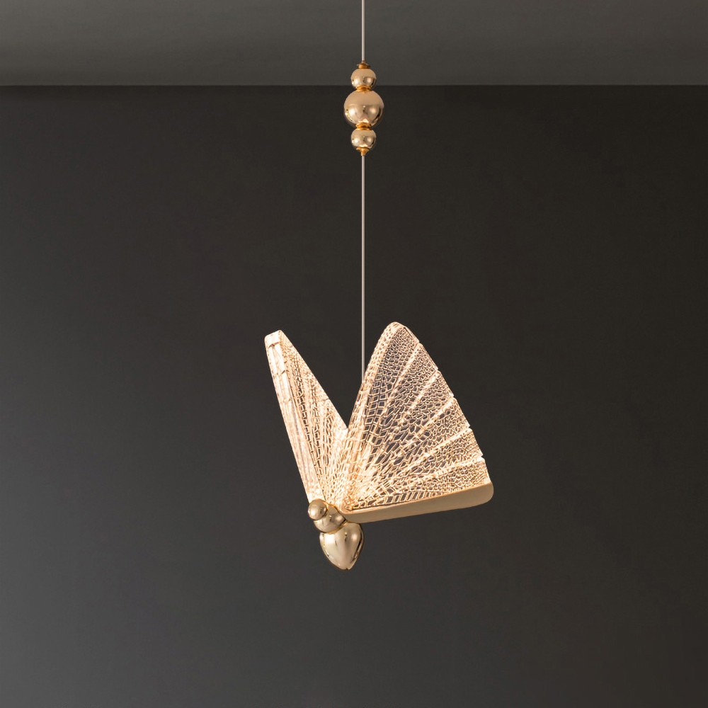 Butterfly LED Clear and Gold Unique Pendant Light