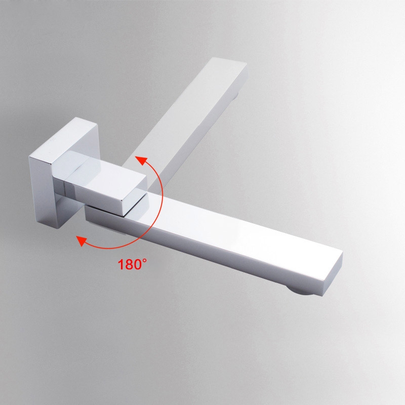 

Wall Mount 180-Degree Swiveling Solid Brass Tub Filler Spout Finished in Chrome