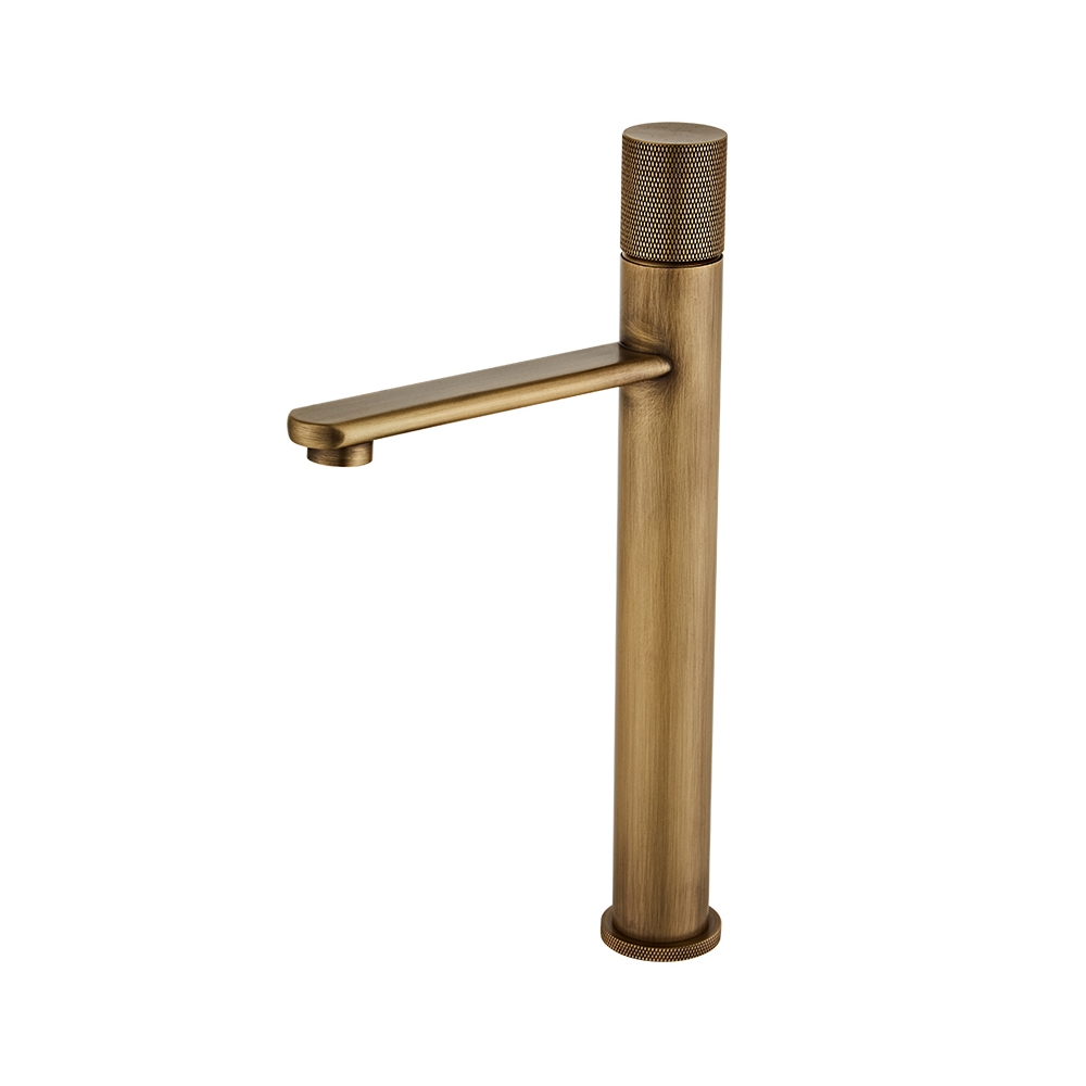 Monobloc Antique Brass Bathroom Tall Basin Tap Single Knob Solid Brass