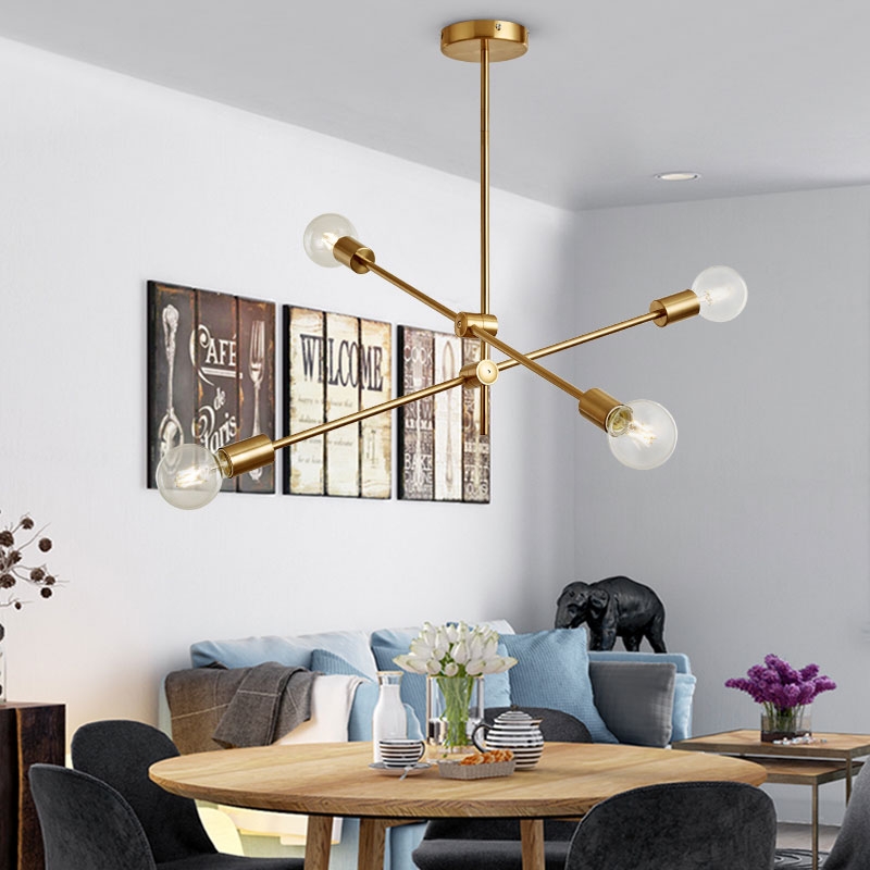 

Modern Luxurious Style Gold Metal Ceiling Light Adjustable Branch  Pendant Light
