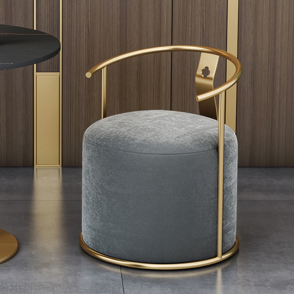 

Gray Upholstered Velvet Accent Chair Modern Round Accent Chair in Gold