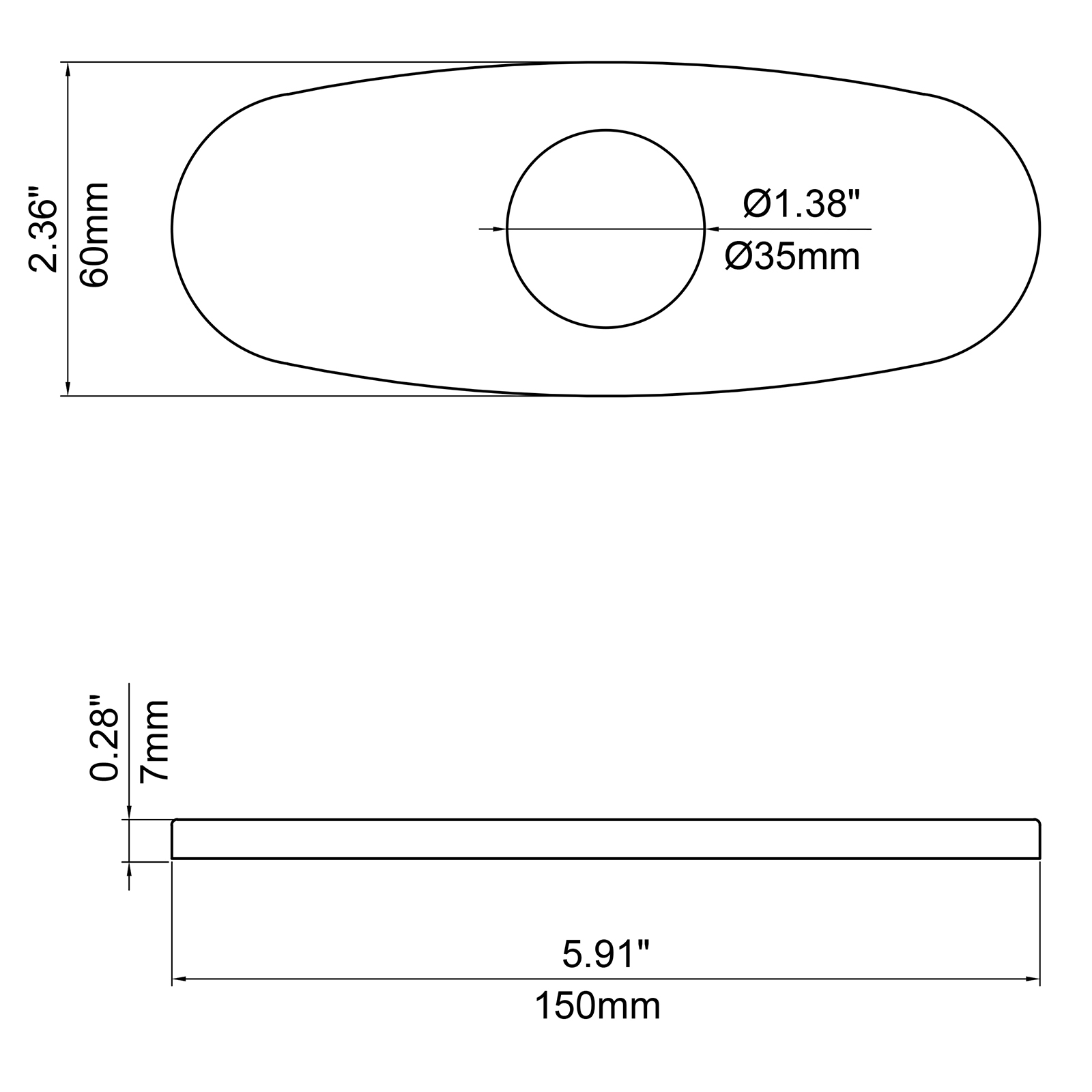 Modern 4" Deck Plate Escutcheon for Monobloc Tap Installation Stainless Steel