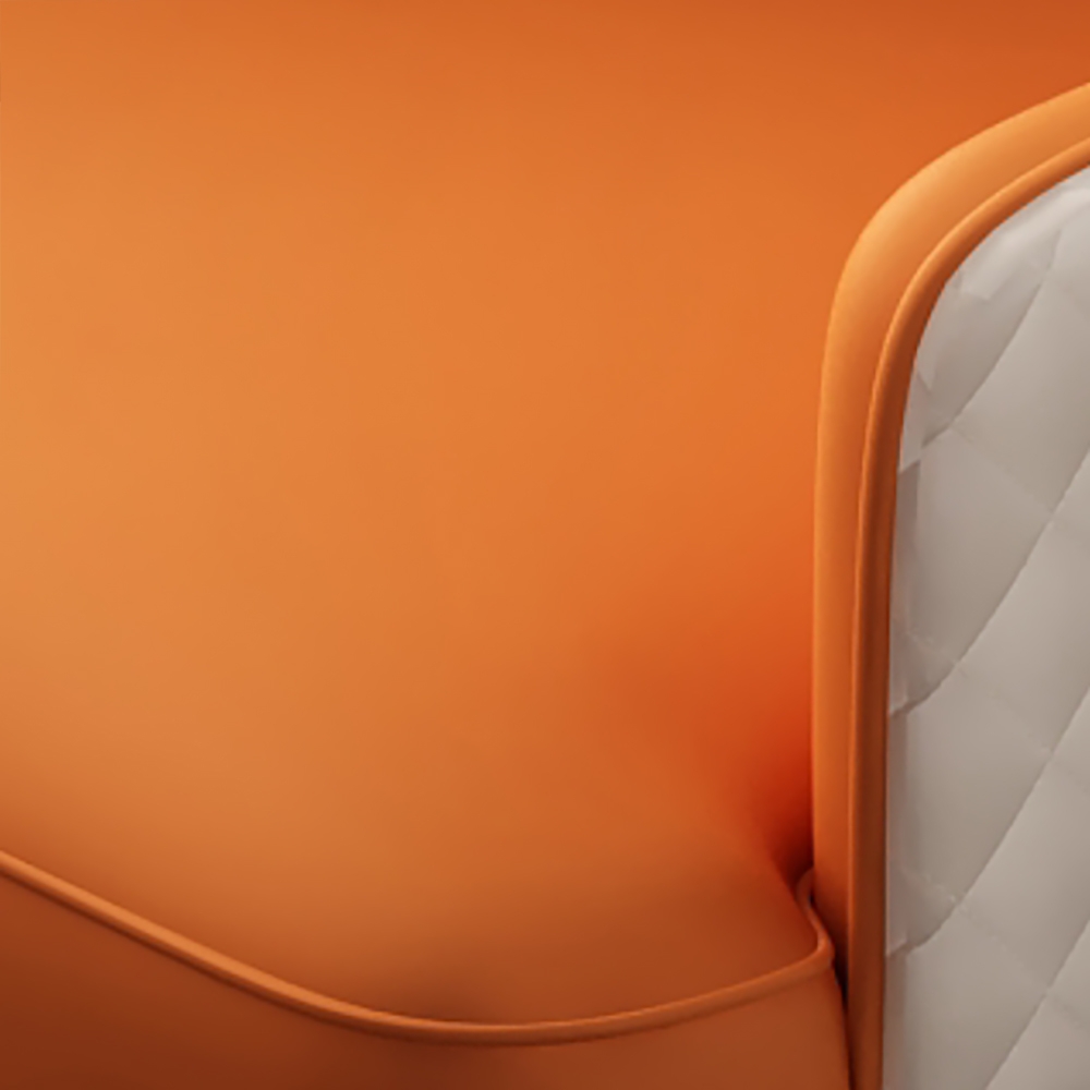 Moderner orangefarbener Esszimmerstuhl aus PU-Leder, getuftet, 2 Stück mit hohler Rückenlehne