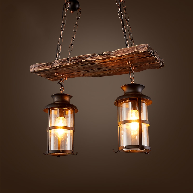 

Industrial Rustic  Antique Black Metal Glass Lantern Pendant Light