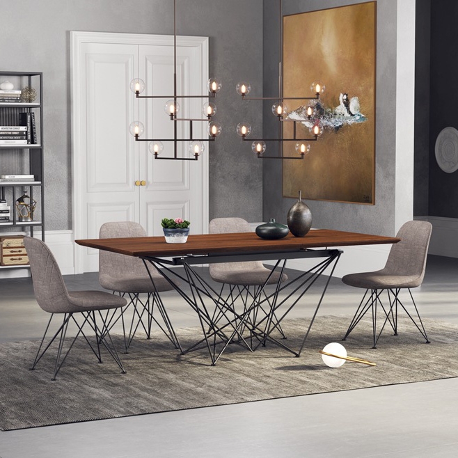 Modern MidCentury Rectangular Extendable Dining Table Walnut Wood