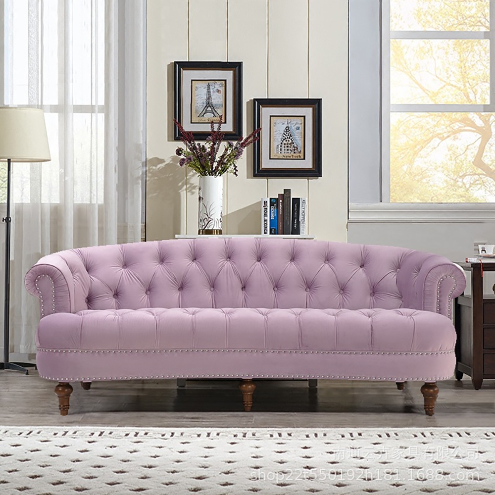 82.7" Pink Luxury Sofa Modern Velvet Upholstered Sofa 3-seater Sofa Solid Wood Legs
