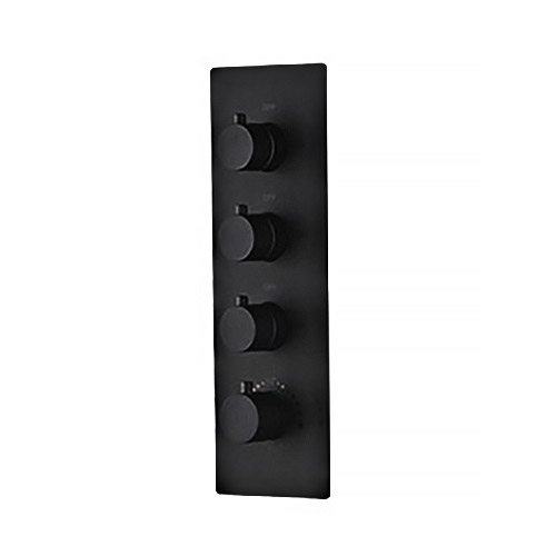 Modern Stylish Thermostatic 3-Function Shower Valve with Trim in Matte Black Solid Brass