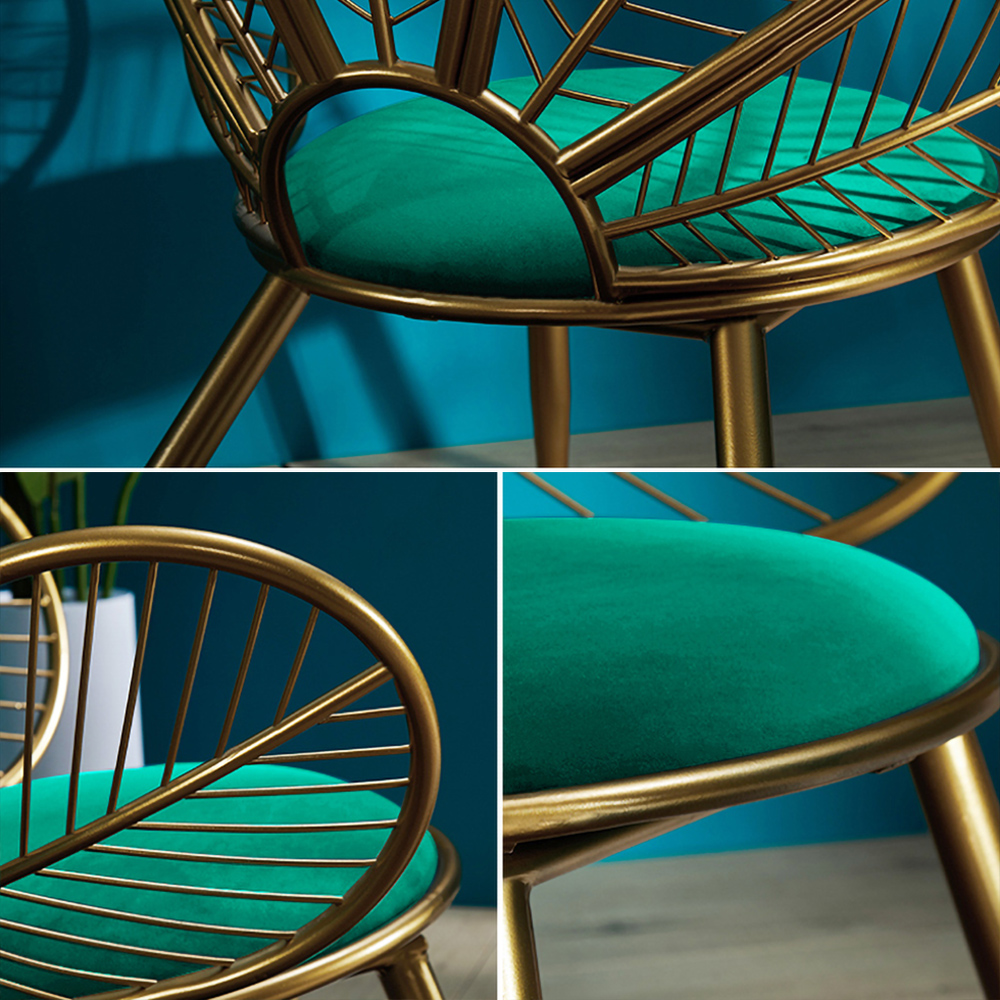 Modern Stylish Peacock chair Green Velvet Upholstered Lounge Chair Gold