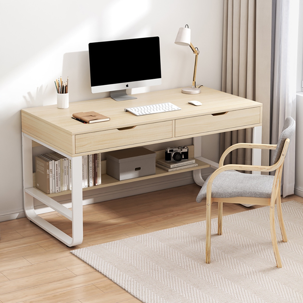 

Modern Office Desk with Drawers Rectangular Writing Desk MDF&Metal