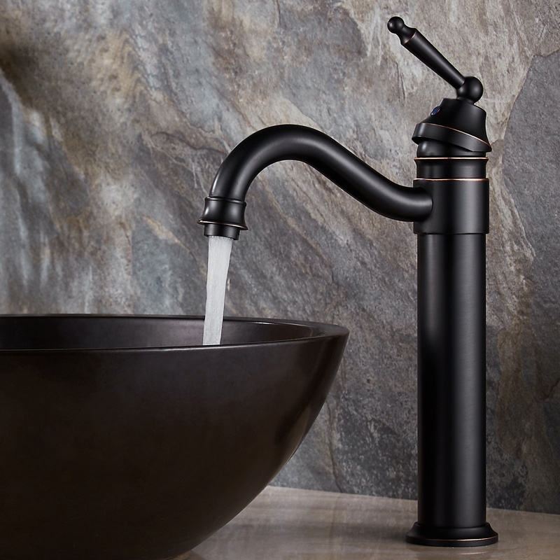 Image of Adena Classical Design Single Hole 1-Handle Bathroom Vessel Sink Faucet in Antique Black Finish