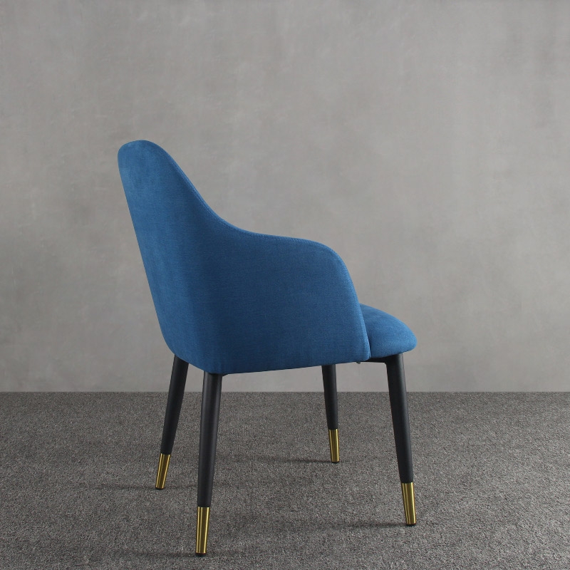 Modern Mid-Century Upholstered Blue Fabric  Dining Chair with Arms Set of 2