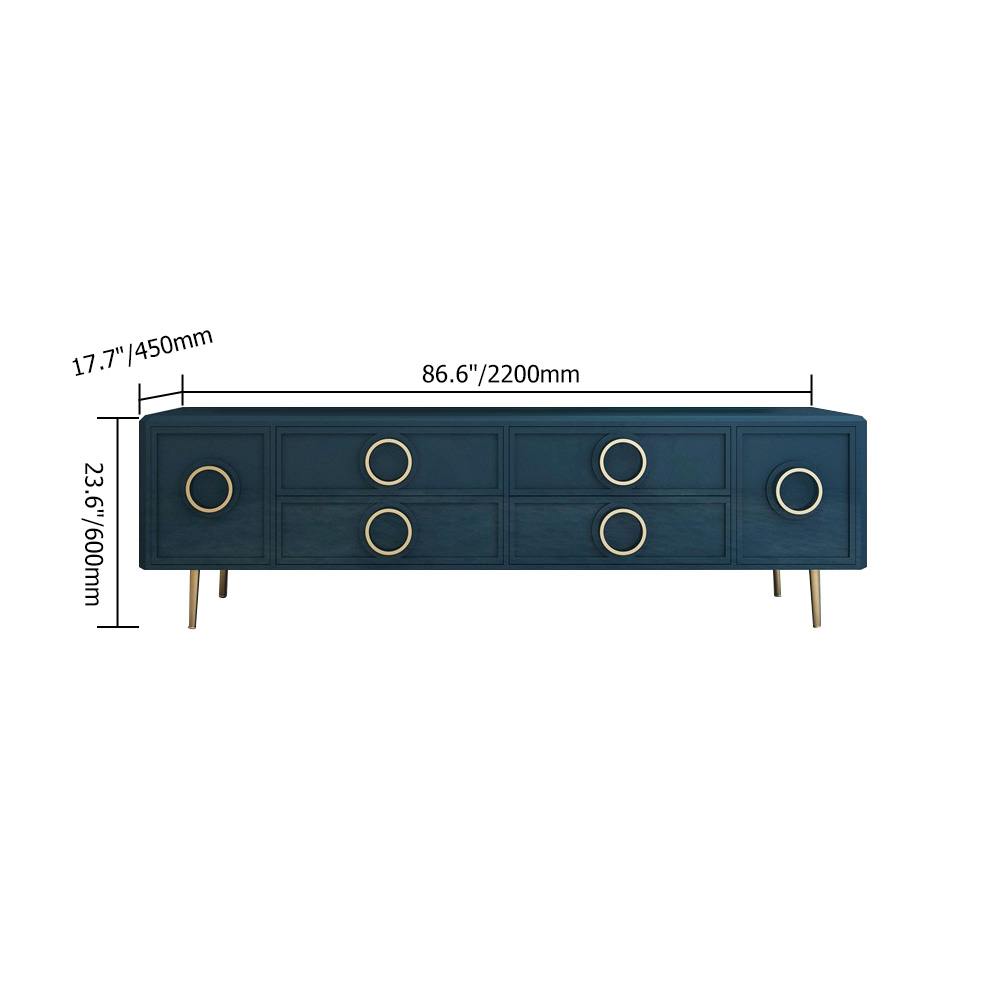 Rindix Navy Blue TV Stand with Storage Drawers for Gold Accents Mid