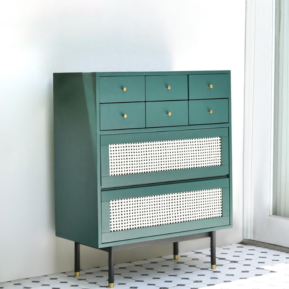 Modern Dresser Cabinet Drawer Storage with 8 Drawers in Green