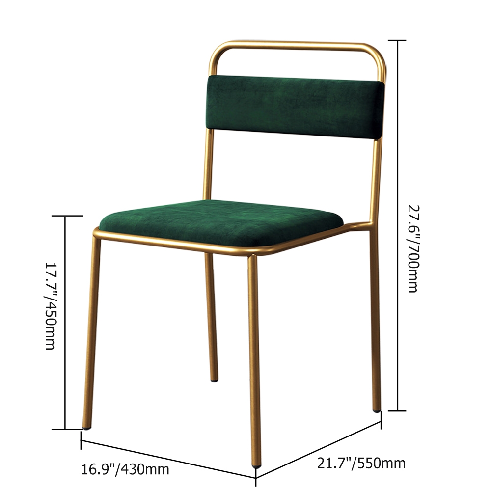Modern Green Upholstered Dining Chair Armless Dinging Chair Set of 2 in