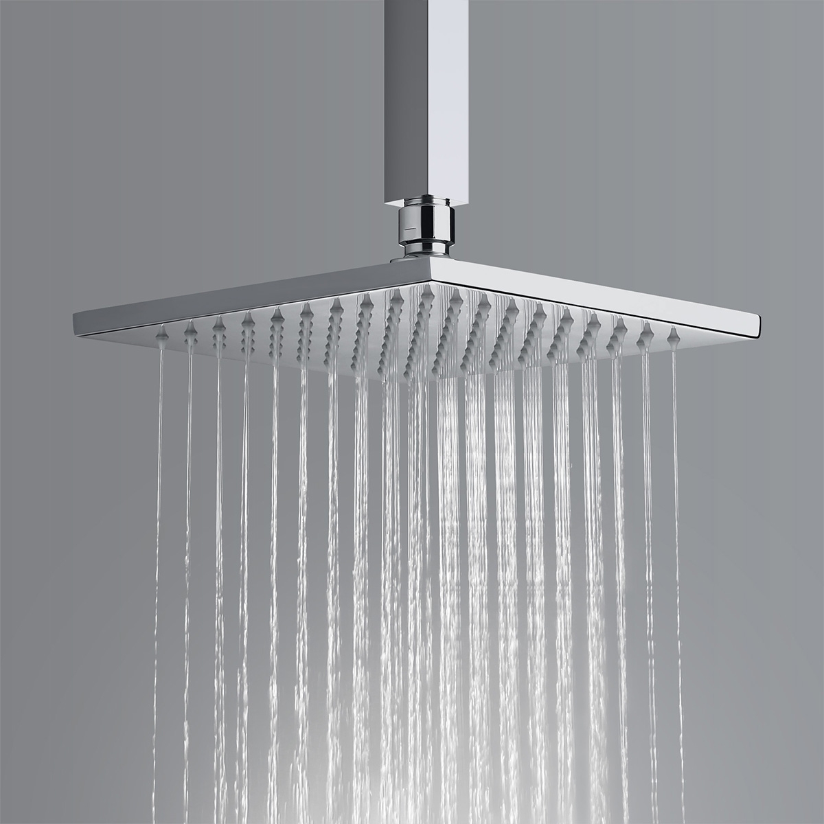 8 Inch Square Solid Brass Bathroom Rain Shower Head In Polished Chrome Finish