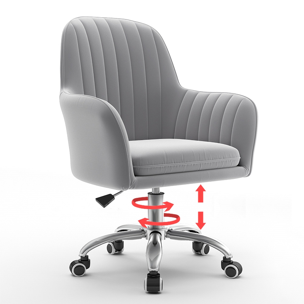 Green Upholstered Velvet Channel Tufeted Adjustable Height Swivel Task