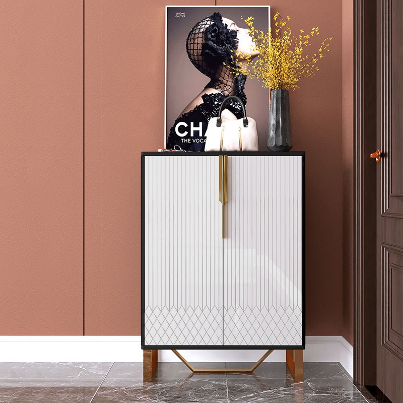 

Aro Contemporary White & Black Chest 2 Doors & Shelf Accent Cabinet