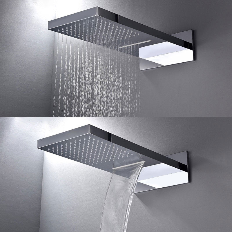 Contemporary Stylish Rain & Waterfall Wall Mount Shower System with