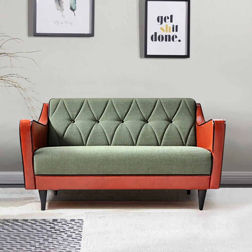 Full Sleeper Sofa Cotton&linen Upholstered Retro Sofa In 2-tone