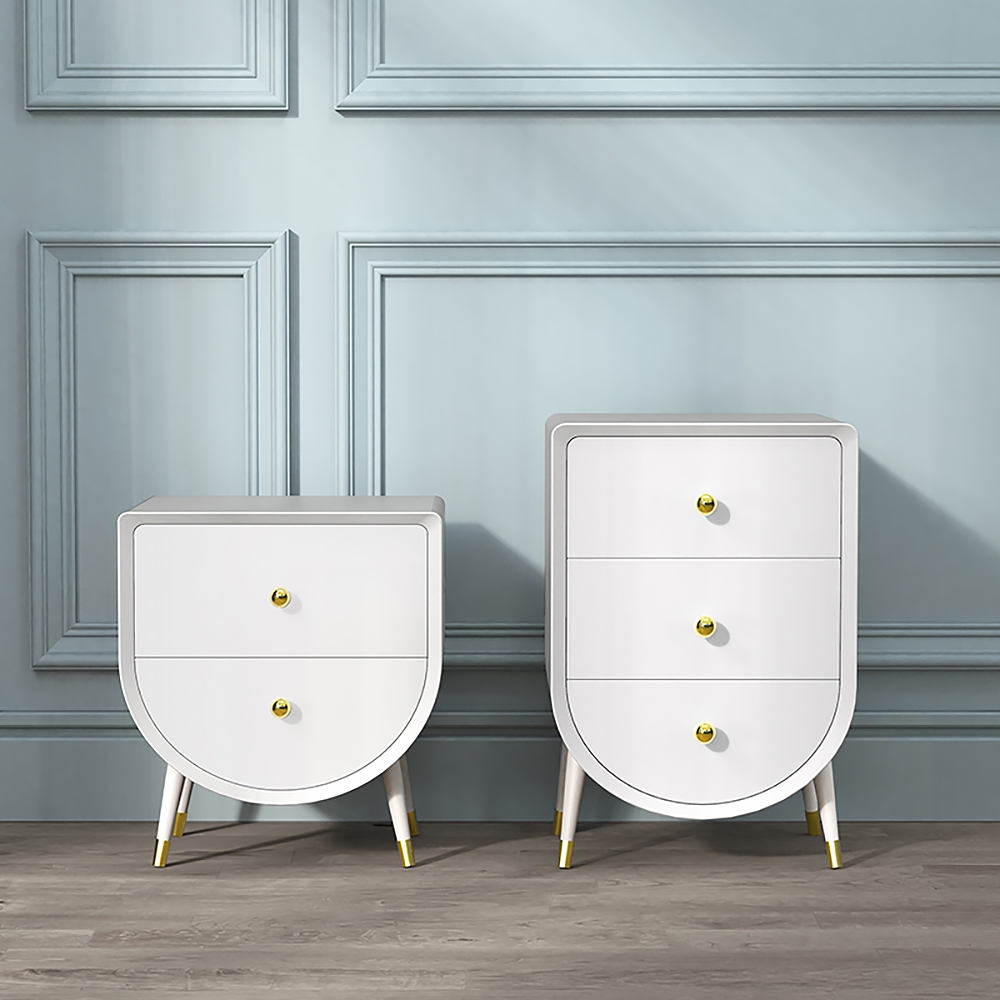 

Modern White Nightstand Compact End Table for Bedroom Side Table with Drawers in Small