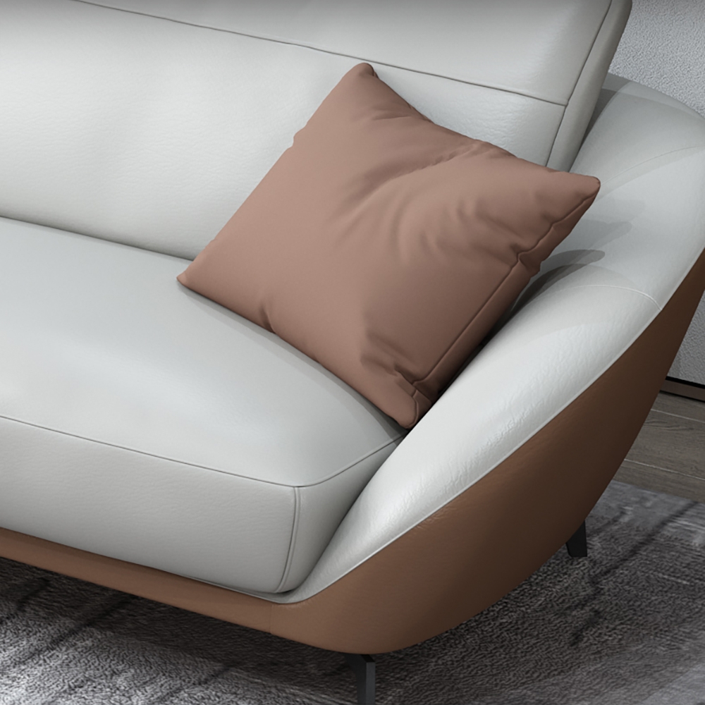 78.7" White Leather Sofa Upholstered Sofa 3-Seater Sofa Luxury Sofa