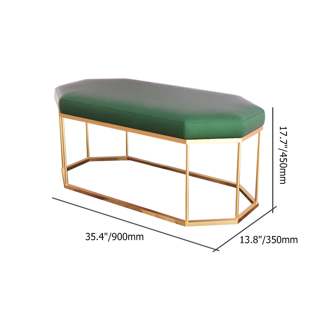 Green Entryway Bench Upholstered Velvet Modern Bench in GoldHomary